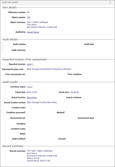 Audit item details